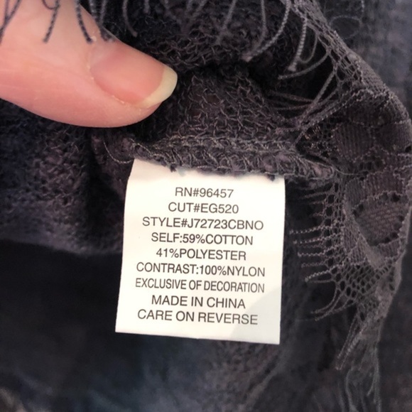 EYESHADOW Lightweight Cotton Blend Knit Top Lace Fringe Feminine Sweater S - Picture 5 of 5